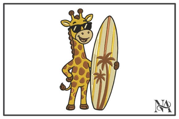 Download Cool Giraffe Surfboard Embroidery Design - Cool Collection