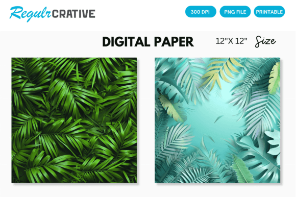 Download Tropical Palm Digital Paper Backgrounds - Background Collection