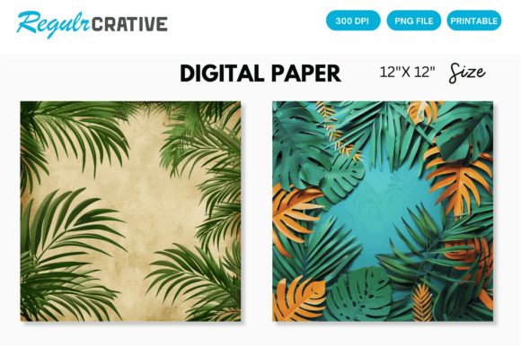 Download Tropical Palm Digital Paper Backgrounds - Background Collection
