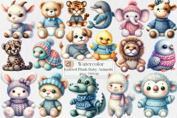 Download Knitted Plush Baby Animals Clipart PNG - Plush Collection