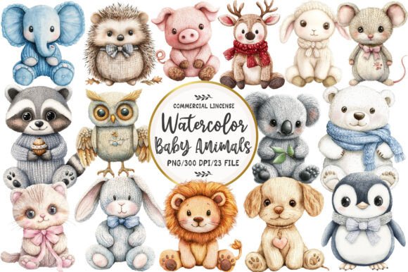 Download Vintage Knitted Plush Baby Animals - Plush Collection