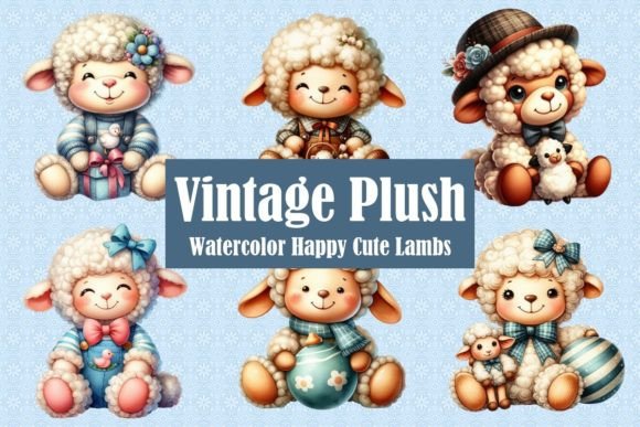 Download Vintage Plush Happy Little Lamb Graphics - Plush Collection