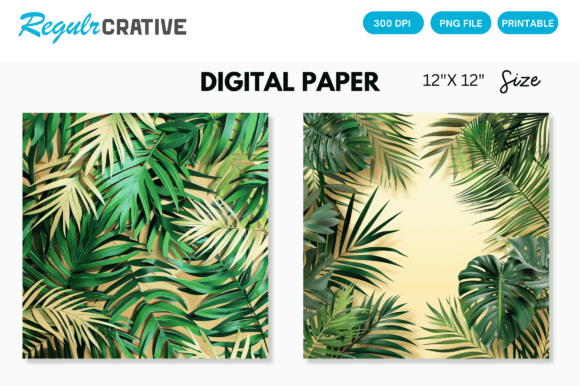 Download Tropical Palm Digital Paper Backgrounds - Background Collection