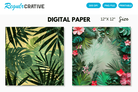 Download Tropical Palm Digital Paper Backgrounds - Background Collection