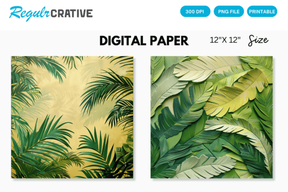 Download Tropical Palm Digital Paper Backgrounds - Background Collection