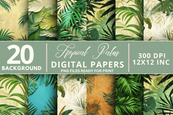 Download Tropical Palm Digital Paper Backgrounds - Background Collection