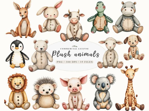 Download Vintage Knitted Plush Baby Animals Png - Plush Collection