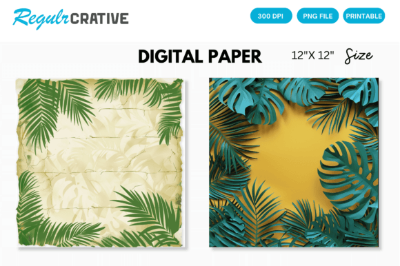Download Tropical Palm Digital Paper Backgrounds - Background Collection