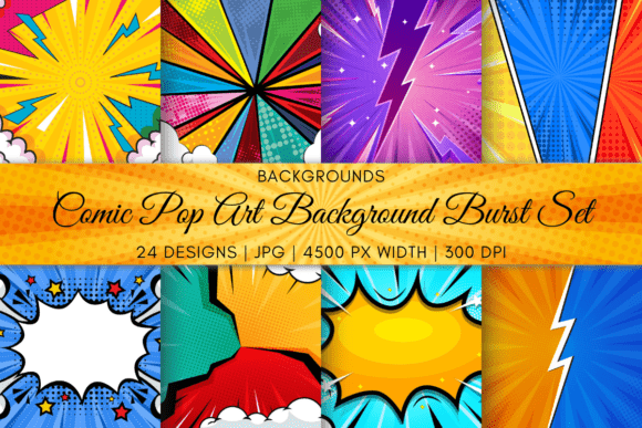 Download Comic Pop Art Background Burst Set - Background Collection